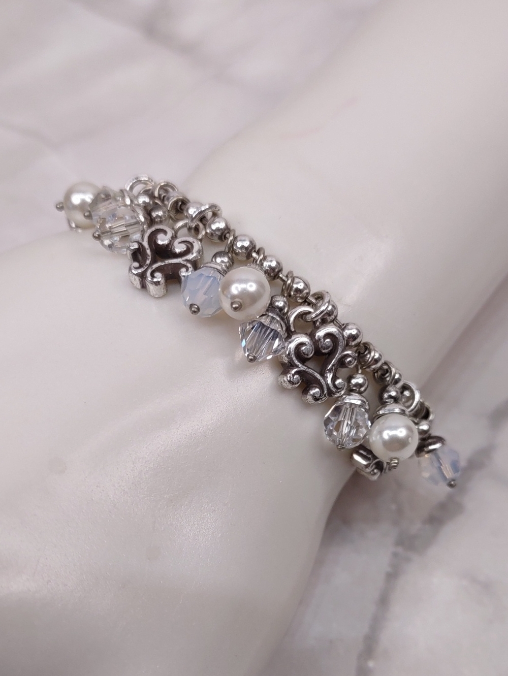 Brighton "Cannes" Pearl & Crystal Charm Bracelet